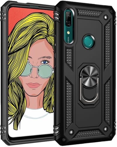 Coverup Hoesje - Geschikt voor Huawei P Smart Z Hoesje - Coverup Armor Ring Kickstand Back Cover - Zwart