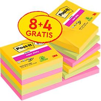 Post-it® zelfklevende notitieblaadjes super sticky Z-Notes, 12 blokken, 76 x 76 mm