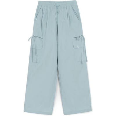 MLB Losse Pasvorm Effen Kleur Elastische Taille Uitgesneden Casual Broek Dames onderkleding 3FWPB0563-07MTL S gray