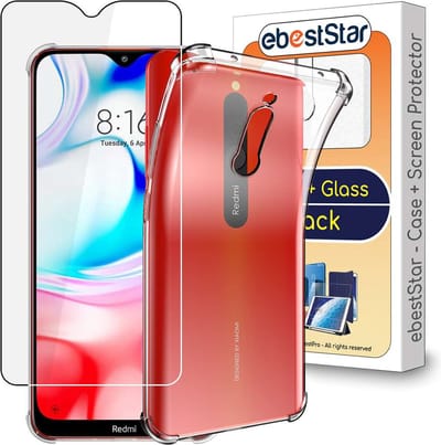 ebestStar - Hoes geschikt voor Xiaomi Redmi 8 8A, Silicone Slim Cover Case, Versterkte Hoeken en Randen hoesje, Transparant + Gehard Glas