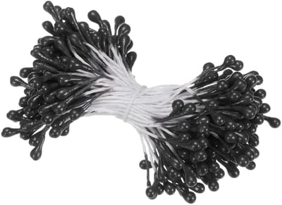 Dailygoods - M METERXITY 150-Pack Kunstbloem Meeldraden Kit, 3mm Mini Dubbele Hoofden Bloem Meelmeeldraden Pistil, Meeldraden voor Bloem Maken/Craft DIY Krans/Bruiloft Bloemstukken [Zwart]