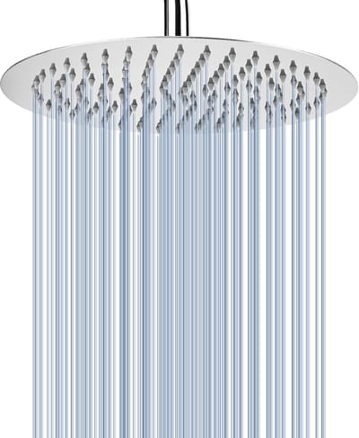 Famanu – Ronde regendouchekop met hogedrukfunctie, geschikt voor lage waterdruk, wand- of plafondmontage, chroom