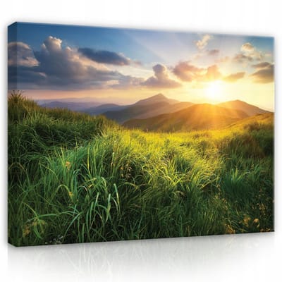 WALLARENA - Canvas schilderij - 100x70 cm - Berglandschap natuur op doek