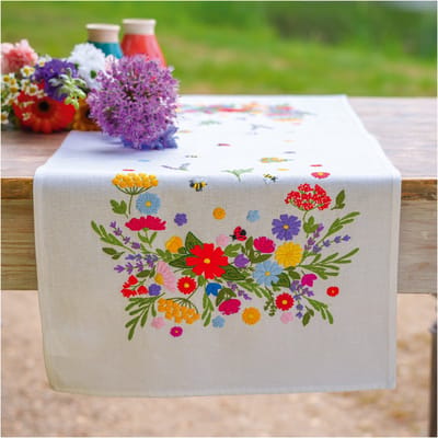 Vervaco - Loper kit - Kleurrijke wereld van bloemen - PN-0216916 - Borduren - Borduurpakket - Borduurpakket volwassenen - Borduurpakket kind
