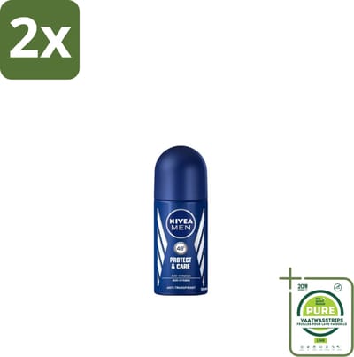 NIVEA MEN - Deodorant Roller - Protect & Care - 50 ml - Voordeelverpakking - 2 stuks - Deodorant - Anti-transpirant