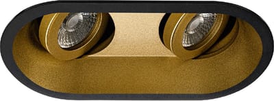 Spot Armatuur GU10 - Proma Zano Pro - GU10 Inbouwspot - Ovaal Dubbel - Zwart/Goud - Aluminium - Kantelbaar - 185x93mm