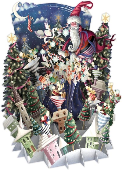 3D-Pop Up Wenskaart Santa's Village - Laser gesneden kerstkaart