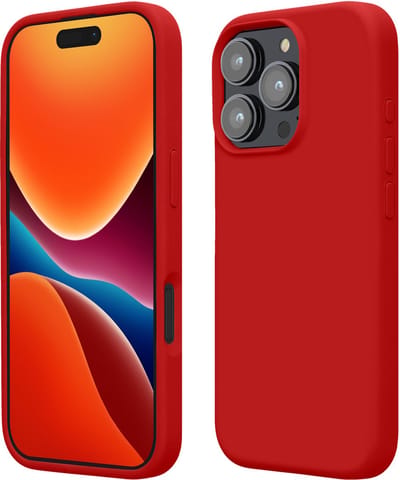 kwmobile telefoonhoesje geschikt voor Apple iPhone 16 Pro - Hoesje met siliconen coating - Smartphone case in klassiek rood