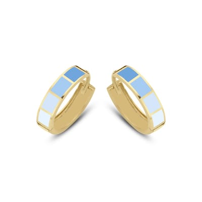 CO88 Collection Oorbellen Dames - Oorringen - Emaille - 16x4mm - Blauw/Petrol - Staal - Goudkleurig - 8CE-70492