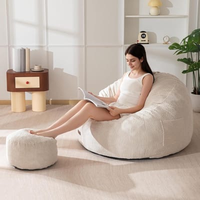 Zitzak met voetsteun - corduroy - ergonomische ondersteuning - ideaal voor ontspannen - ShopVlot