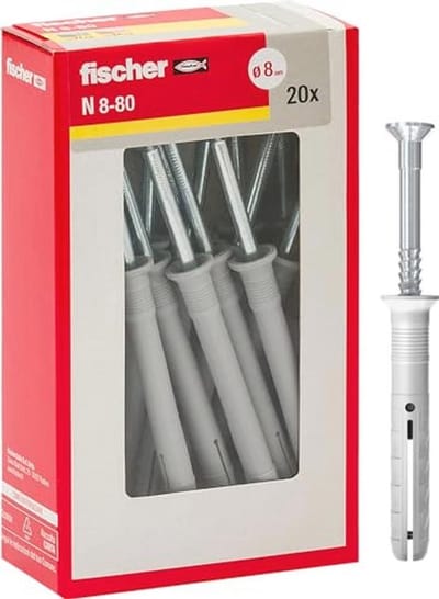 Verlengplug N 8x80 Y met voorgemonteerde spijker voor beton en metselwerk