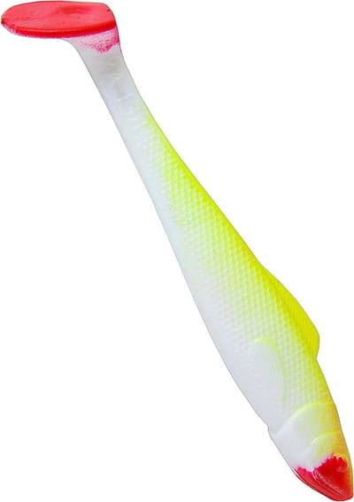 Relax Rubberen vissen Ohio 4" 10 cm 5 stuks snoekbaars kunstaas 005 geel wit