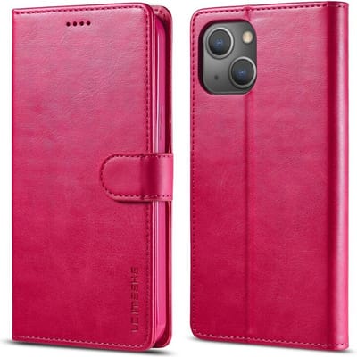 LC.IMEEKE Wallet Case Portemonnee Hoesje voor iPhone 15 Plus - Roze