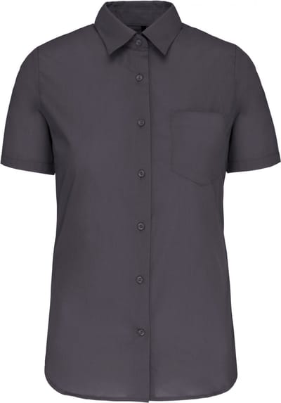 Kariban Dames Poplin Blouse Korte Mouwen K544 - Zinc - 3XL