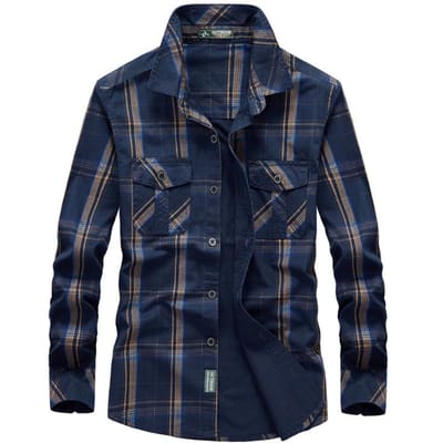 Chemise décontractée à carreaux pour hommes, chemise à manches longues, outillage, grande taille, automne M black