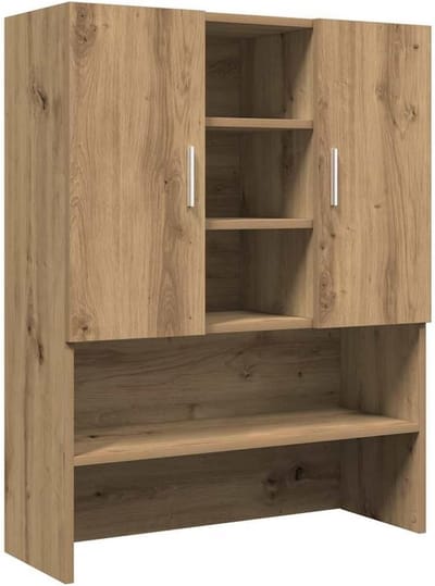 Wasmachinekast - Opbergkast Badkamer - Ruimte Optimaliseren - Vochtbestendig Materiaal - 70.5 x 90 cm - Eiken