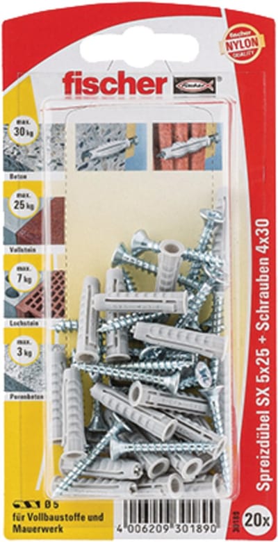Fischer S x  Plug/Schroef S x 6 x 30Sk - 15 Stuks