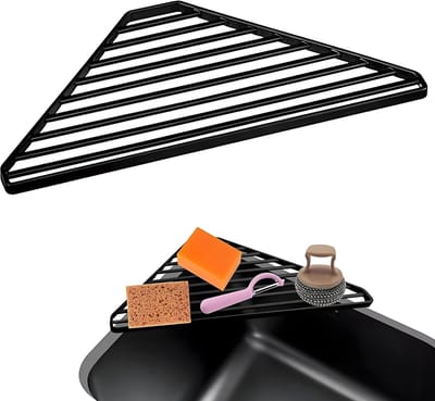 Dailygoods- Spoelbakorganizer Roestvrij Staal - Multifunctionele Sponshouder - Driehoekige Houder - Keukenorganizer - Afwasrek - Hoogwaardig Materiaal