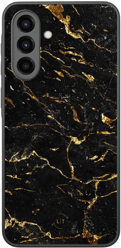 Leuke Telefoonhoesjes - Hoesje geschikt voor Samsung Galaxy A36 - Marmer zwart goud - Backcover zwart - Marmer - Zwart, Goud