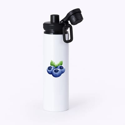 Hacebo® - Blauwe bessen waterfles met draaidop zwart - Fruitschaal - Fruit liefhebbers - Bosbes - blaadjesfruit - gezond eten - water fles - 850ML