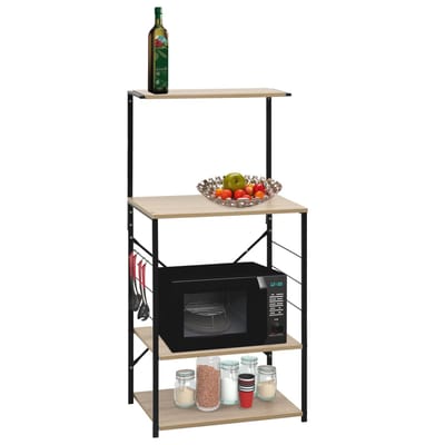 vidaXL - Magnetronkast - 60x39,6x123 - cm - bewerkt - hout - zwart - en - eikenkleurig