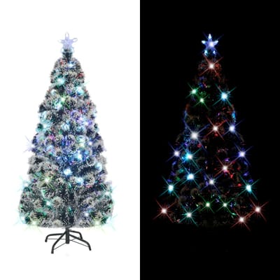 vidaXL - Voorverlichte - kerstboom - met - standaard - en - LED - 180 - cm - glasvezel