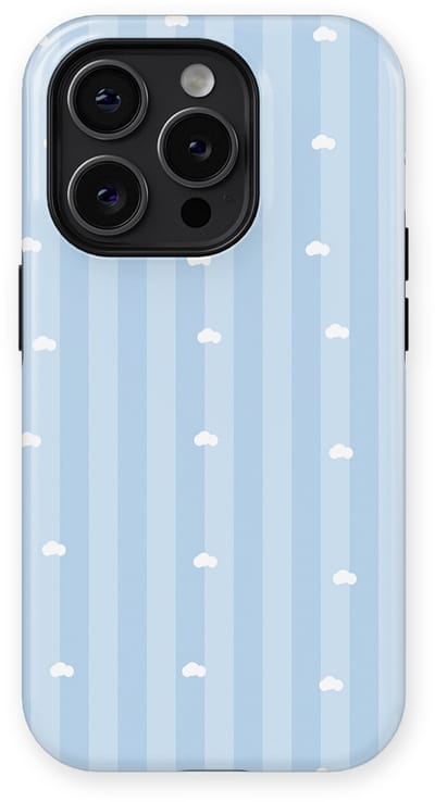 DripCase Hoesje geschikt voor iPhone 14 Pro | Happy Stripes Motief | Magnetisch Opladen | 2-in-1 Ontwerp | Vrolijke Backcover geschikt voor iPhone 14 Pro Cotton Sky