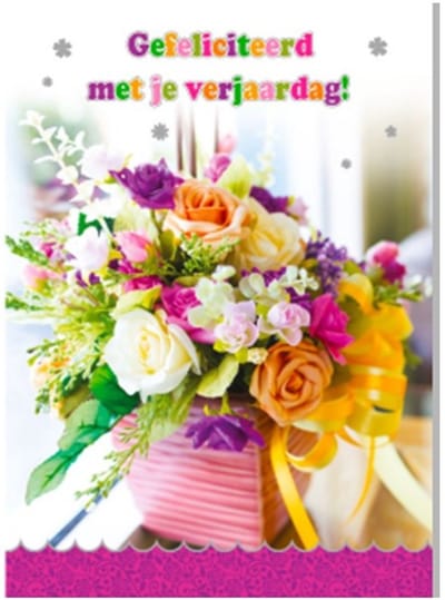 Wenskaart - A4 - XL wenskaart - Gefeliciteerd met je verjaardag - bloemen - hartelijk gefeliciteerd - Extra grote kaart