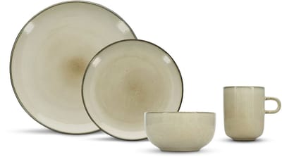 Salt & Pepper Serviesset Meridian - Ivoor - 16-delig voor 4 personen - Dinerborden, ontbijtborden en kommen - Modern design - Keramiek - Tafelservies - Keuken accessoires