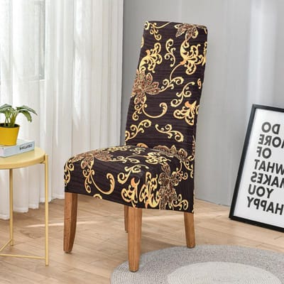 bloemenprint Hoge Rug XL/M Maat Stoelhoes Stretch jurk voor Stoelhoezen voor Eetkamer Bruiloft Banket Woondecoratie Hoes XLarge(60-75cm)