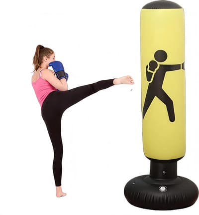 Staande Bokszak - Opblaasbare Zandzak - Thuis Trainen - Waterdichte PVC - 160 cm - Geel