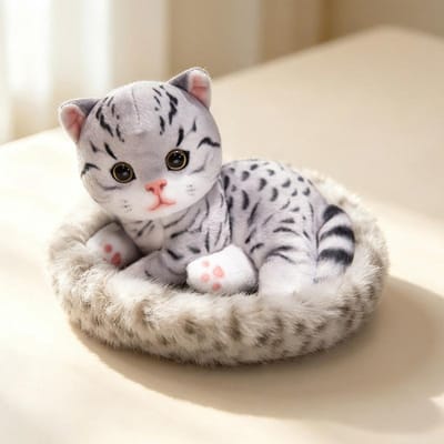 Simulatie Kortharige Siamees Schildpad Kat Met Kattenbed Pluche Speelgoed Gevuld Levenssechte Poppen Dier Huisdier Speelgoed Voor Kinderen Cadeaus Woondecoratie