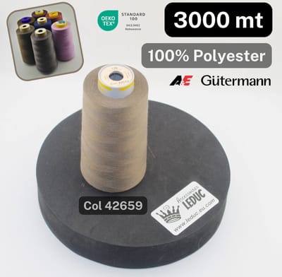 1 Bobijn A&E/GUTERMANN OVERLOCK GAREN van 3000 Meter, 100 % Polyester, Kleur 42659 BEIGE