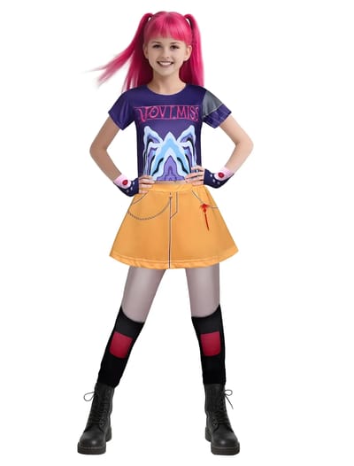 Jongens Meisjes Kostuum Zoey Rumi Mira Cosplay Popzangers Dames Halloween Outfits met Accessoires 140CM-1 orange
