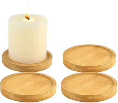 Dailygoods- Onderzetters Hout - Ronde Kaarsenhouder - 4 Stuks - Milieuvriendelijk - Bescherming Tegen Overloop - Tafeldecoratie