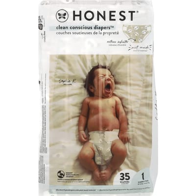 The Honest Company, Couches Clean Conscious™, taille 1, 8-14 lbs, panda, 35 couches beige