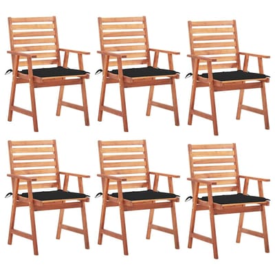 vidaXL - Tuinstoelen - 6 - st - met - kussens - massief - acaciahout