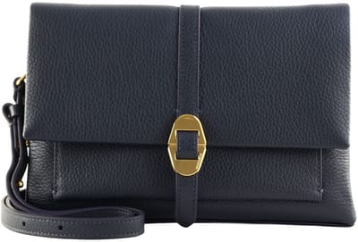 COCCINELLE Leren Schoudertas Dorian Handbag Grained Leather Midnight Blue Donkerblauw