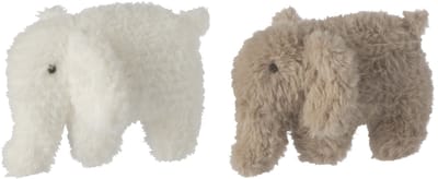 J-Line knuffelbeer Olifant - polyester - wit/beige - small - set van 2