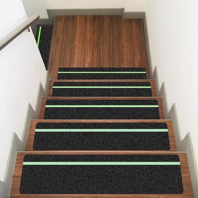 Set van 10 stuks antislip-traptreden van 10 cm 脳 60 cm, met lichtgevende strepen, waterbestendige en antislip-tape voor buitengebruik, voorgesneden, met een matte lijmlaag met hoge wrijvingsco毛ffici毛nt, geschikt voor traptreden