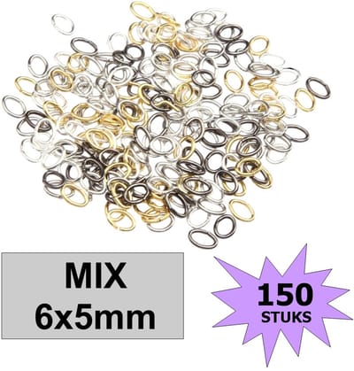 Fako Bijoux® - Oogjes Ovaal - Ringetjes - Sieraden Maken - Mix - 6x5mm - 150 Stuks