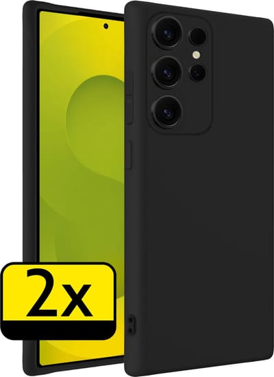 Hoesje - 2 Stuks - Geschikt voor Samsung Galaxy S25 Ultra - Sterk & Shockproof - Case Siliconen - Back Cover - Telefoon Hoes - Telefoonhoesjes - Zwart