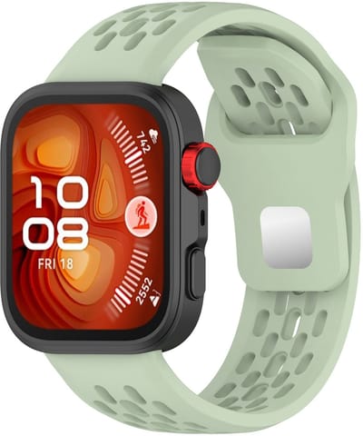 Stravo Sportief Siliconen Bandje Geschikt voor Huawei Watch Fit 5 / Watch Fit 5 Pro / Watch Fit 4 / Watch Fit 4 pro / Watch Fit 3 – Ademend & Comfortabel Horlogeband – Grijsgroen
