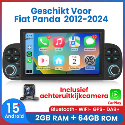 Awesafe Autoradio - Android 15.0 Systeem - Geschikt Voor Fiat Panda 2012 t/m 2024 - Draadloos Apple CarPlay & Android Auto - Ram 2GB + Rom 64GB - GPS Navigatie Bluetooth WIFI - Radio Scherm - 2013 2014 2015 2016 2017 2018 2019 2020 2021 2022 2023