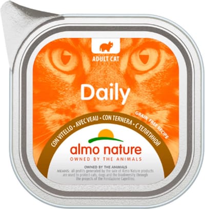 Almo Nature Daily met kalf - 32 x 100 gram - Complete voeding voor katten - Graanvrij