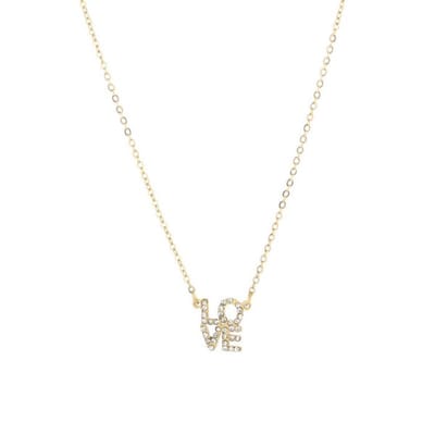 Bijoutheek Ketting love strass Goud