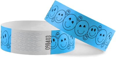CombiCraft Tyrex smiley polsbandjes neon blauw - per 100 stuks