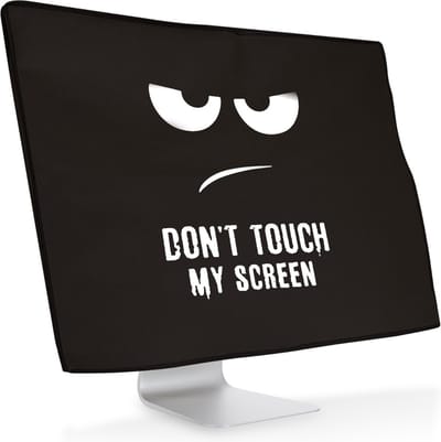 kwmobile beschermhoes monitor geschikt voor 20-22" Monitor - Computerscherm cover - Computer accessoires - PC scherm hoes in wit / zwart - Don't Touch My Screen design