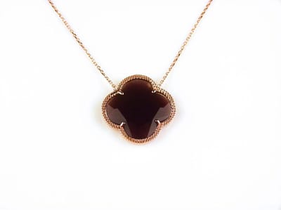 model Fiori kleine klaver ketting in zilver roze verguld bordeaux klaver
