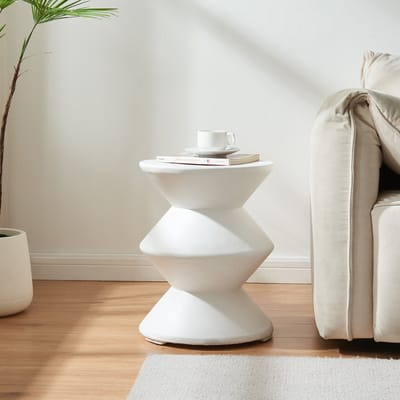 Bijzettafel Kyppeslo rond 47x37 cm wit [en.casa]